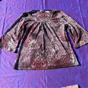 Chic Paisley Women's Blouse in Purple and Brown
